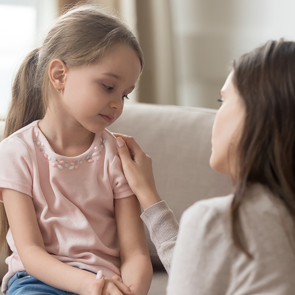 Mother and daughter talking