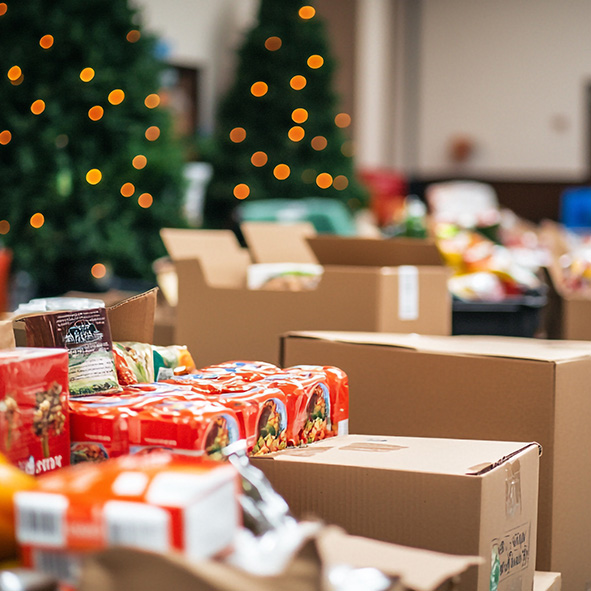 Food bank donations at Christmas.