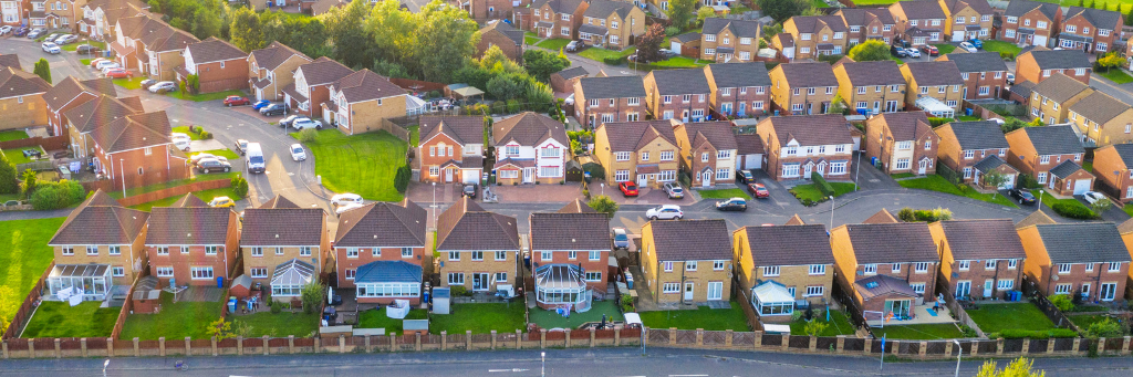 An aerial picture of a UK housing estate